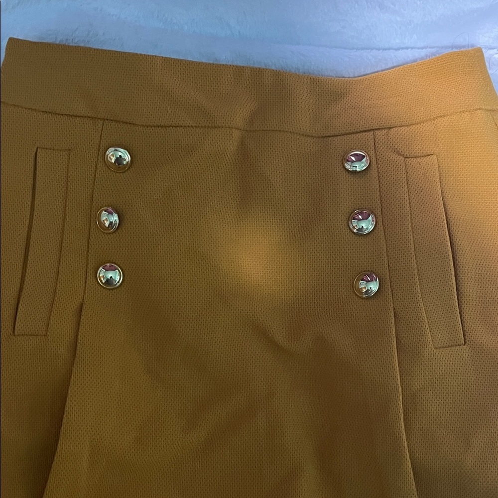 XOXO Yellow Double-Breasted Mini Skirt - Picture 3 of 4